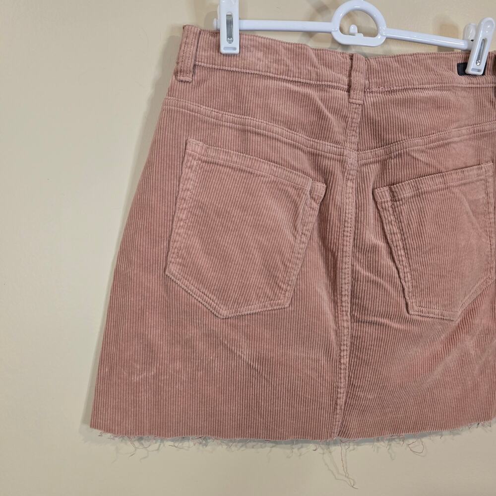 Women's Sneak Peek Dusty Rose Corduroy Mini Skirt Raw Hem | Size Medium - Picture 7 of 11